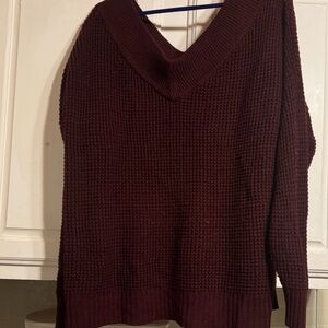 Burgundy red sweater dolman style